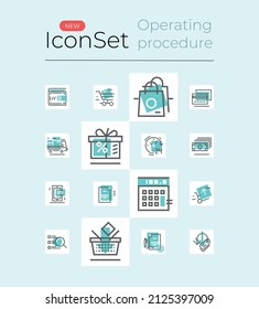 Symbole für Ihren Online-Shop, Ihre Apps oder Ihre Präsentation. Betriebsverfahren.