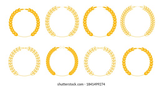 Icons ypes of wheat and logo on a white background. Agricultural wheat icon design for natural product company and farm. Vector illustration