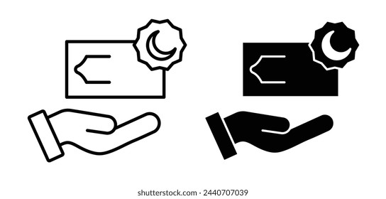 Icons of Zakat Islamic Charity. Monetary Giving and Alms Distribution Symbols