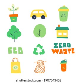 Icons zero waste. Symbol, logo illustration. Flat Vector illustration design.