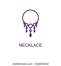 icons1Necklace element in flat simple style on white background. Necklace icon, with text name concept