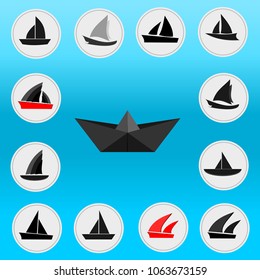 Icon.Sailboat in the sea. Logo for the tourist company, for sailing, regatta On a blue background