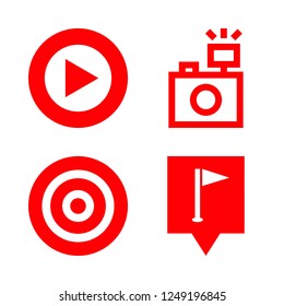 [IconsCount] aiming vector set. With photo camera, play arrows and flag location icons in set