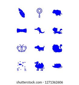 [IconsCount] animal vector set. With lion, crocodile and feather icons in set