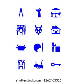 [IconsCount] apartment vector set. With painter, hairpin and terrace icons in set