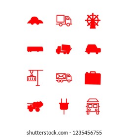 [IconsCount] automobile vector set. With car, school bus and steering wheel icons in set