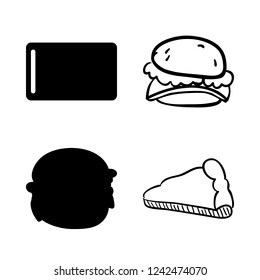 [IconsCount] bacon vector set. With sliced board, pizza and hamburger icons in set