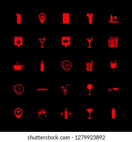 [IconsCount] bar vector set. With cocktail, coffee icon and hours icons in set