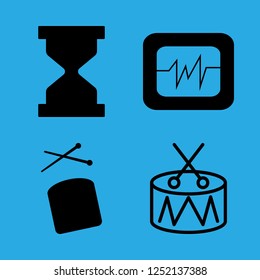 [IconsCount] beat vector set. With heartbeat, hourglass and drum icons in set