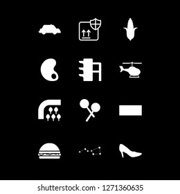 [IconsCount] blue vector set. With burger sign, fragile and bells icons in set