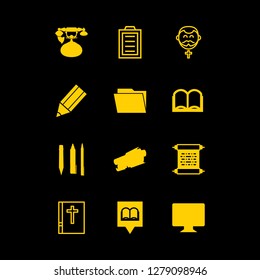 [IconsCount] book vector set. With paper files, folder and open book icon icons in set