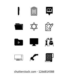 [IconsCount] book vector set. With pen, folder and computer icons in set