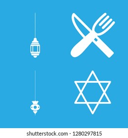 [IconsCount] candle vector set. With lantern, star of david and dinner icons in set