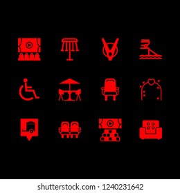 [IconsCount] chair vector set. With disabled sign, caravan location and ramp icons in set