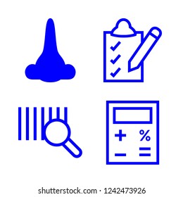 [IconsCount] check vector set. With nose, barcode and calculator icons in set