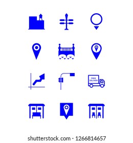 [IconsCount] city vector set. With bus stop, bridge and traffic light icons in set