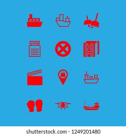 [IconsCount] commercial vector set. With shop location, box and stop icons in set