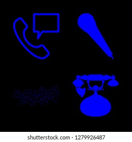 [IconsCount] communicate vector set. With referral, old phone and microphone icons in set