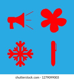 [IconsCount] copy vector set. With pen, loudspeaker and chamomile icons in set
