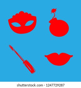 [IconsCount] cosmetic vector set. With mask, mascara and bomb icons in set