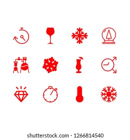 [IconsCount] crystal vector set. With cocktail glass, timer and thermometer icons in set