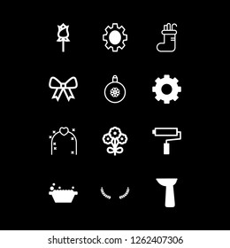 [IconsCount] decor vector set. With christmas sock, rose and bow icons in set
