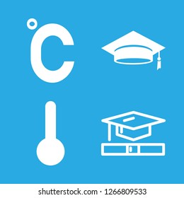 [IconsCount] degree vector set. With thermometer, diploma and graduation cap icons in set