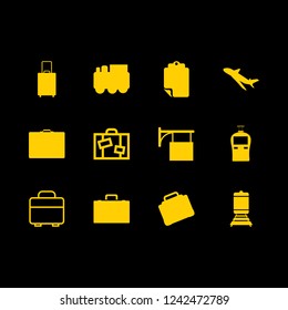 [IconsCount] departure vector set. With plane, train and suitcase icons in set