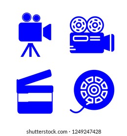 [IconsCount] director vector set. With video camera, film and film reel icons in set