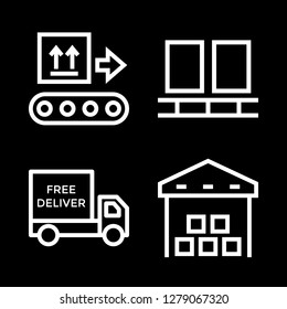 [IconsCount] distribution vector set. With warehouse, conveyor and delivery truck icons in set