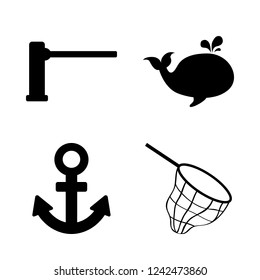 [IconsCount] diving vector set. With anchor icon, whale and barrier icons in set
