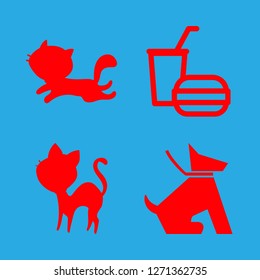 [IconsCount] dog vector set. With cat, fast food and sitting dog icons in set