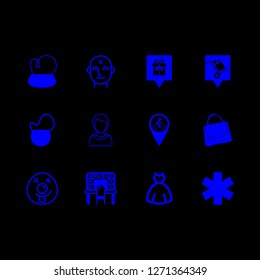 [IconsCount] dress vector set. With bicycle pin, evening bag and dressing room icons in set