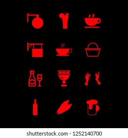 [IconsCount] drink vector set. With champagne, tea and shopping basket icons in set