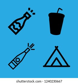 [IconsCount] drinks vector set. With tent, champagne and drink icons in set