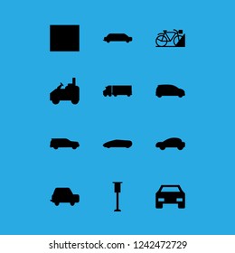 [IconsCount] drive vector set. With road, car and long car icons in set