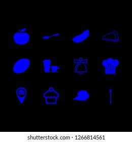 [IconsCount] eat vector set. With bell, egg and take away icons in set