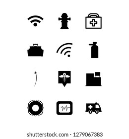 [IconsCount] emergency vector set. With life ring, fire extinguisher and fighter icons in set