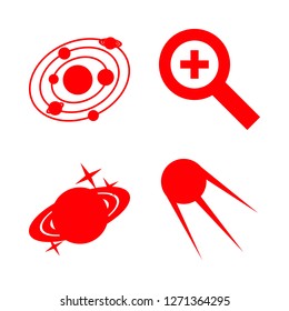 [IconsCount] exploration vector set. With magnifier, planet and planets icons in set