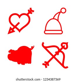 [IconsCount] fat vector set. With pig, santa claus and cupid icons in set