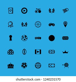 [IconsCount] game vector set. With volleyball, crown and badminton icons in set