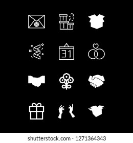 [IconsCount] greeting vector set. With confetti, hand and gift icons in set
