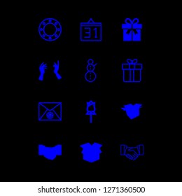 [IconsCount] greeting vector set. With present icon, hand and rose icons in set
