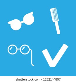 [IconsCount] hairstyle vector set. With glasses, hairbrush and ok icons in set