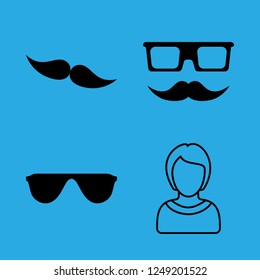 [IconsCount] hairstyle vector set. With mustache, glasses and girl icons in set