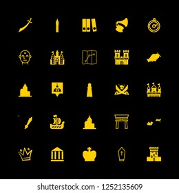 [IconsCount] history vector set. With sword, temple and crown icons in set
