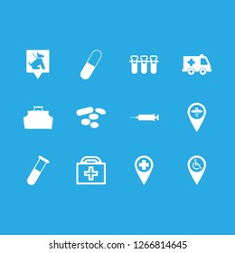 [IconsCount] hospital vector set. With doctor case, syringe and first aid kit icons in set