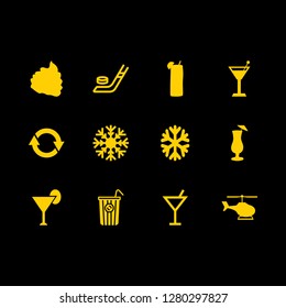[IconsCount] ice vector set. With refresh, hockey and cocktail cup icons in set