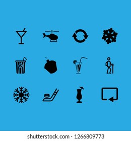 [IconsCount] ice vector set. With snow, refresh and cocktail glass icons in set