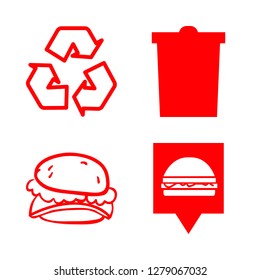[IconsCount] junk vector set. With hamburger, recycle and bin icons in set